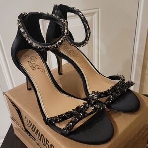 Jewel Badgley Mischka Caroline Embellished Ankle Strap Evening Sandals
